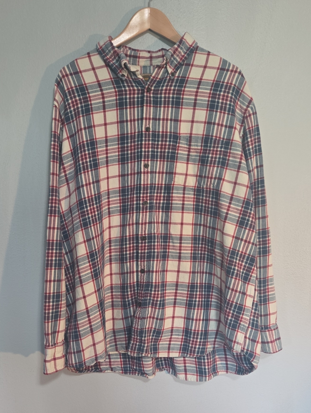 Men's Plaid Foundry Button-Up Shirt - White, Blue & Red Un Size 2XT